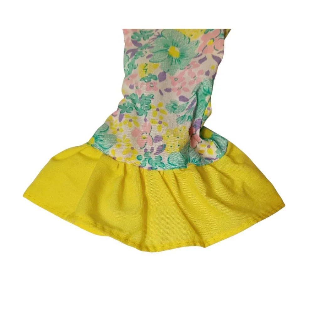 Vintage Genuine‎ Barbie Pastel Floral Yellow Green Dress 90s Purple Label - Picture 4 of 5